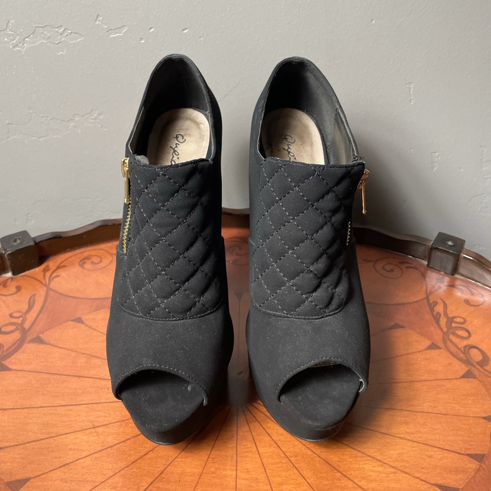 Black Peep Toe Stilettoes